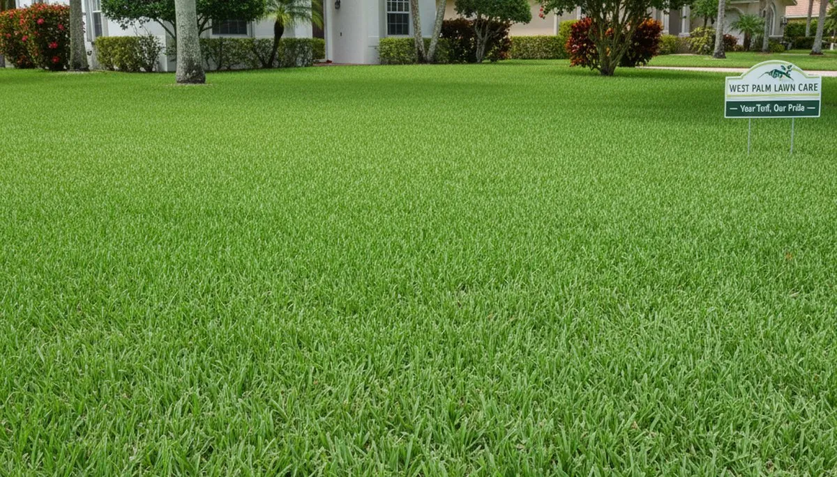 Lush green lawn showing professional lawn care results in West Palm Beach, FL landscaping service